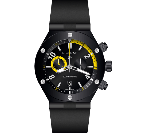 Chronograph Watch with Black/Yellow Dial